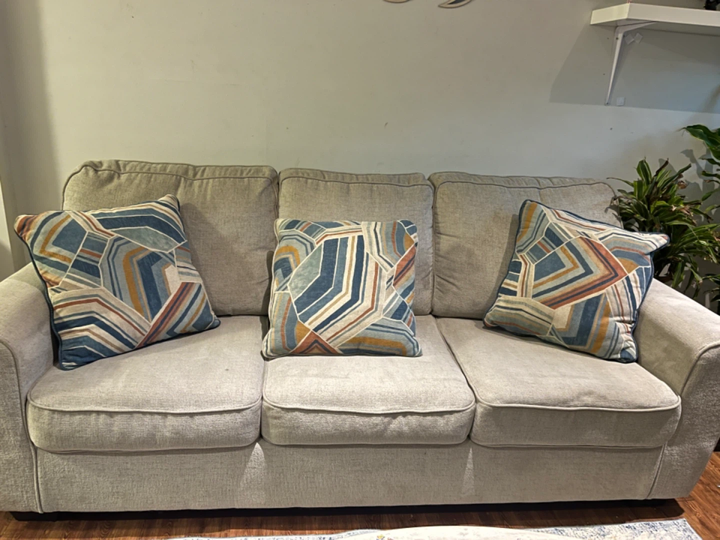 Sofa and Blue Loveseat Couch