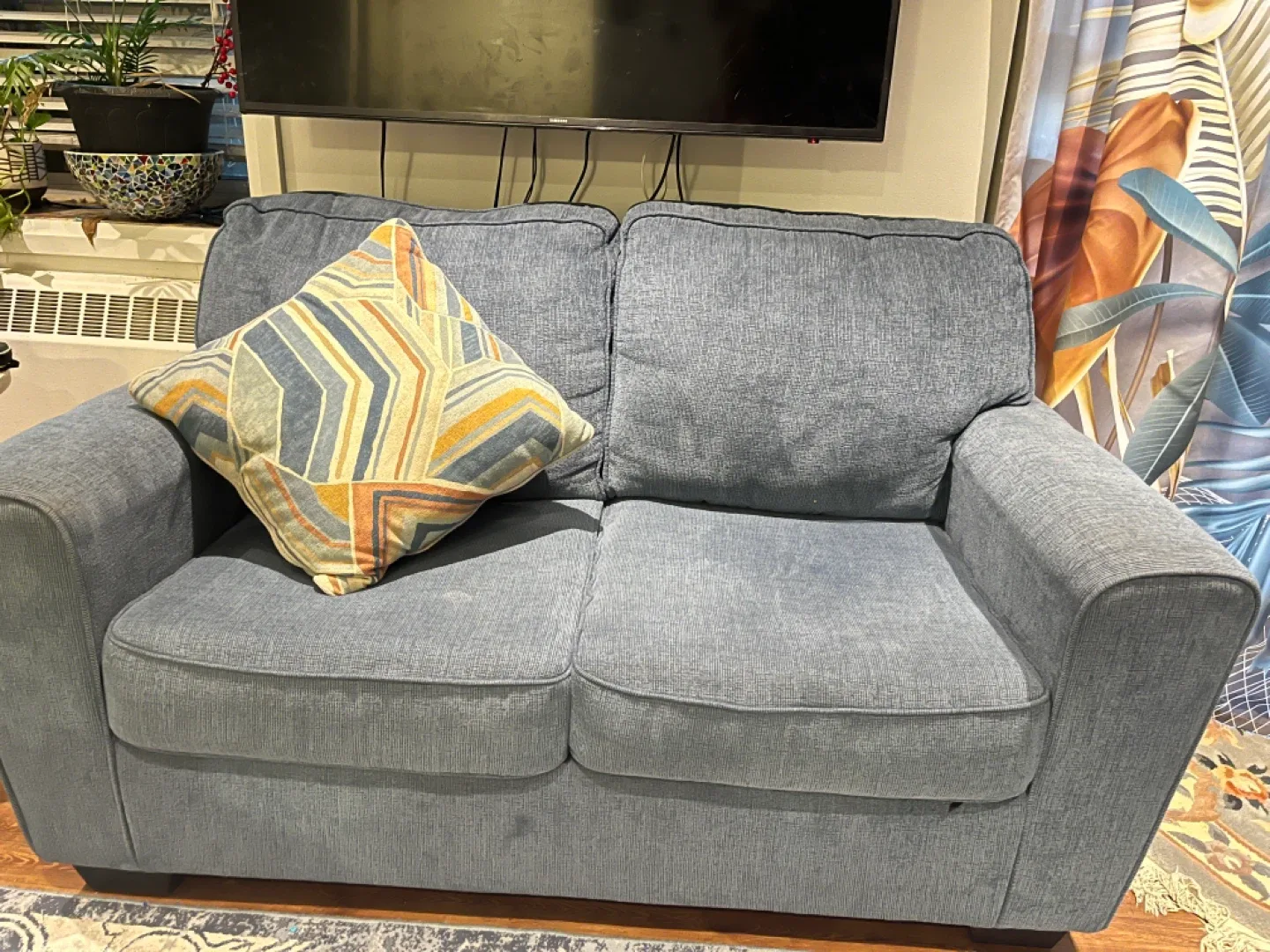 Sofa and Blue Loveseat Couch image indicator(2)