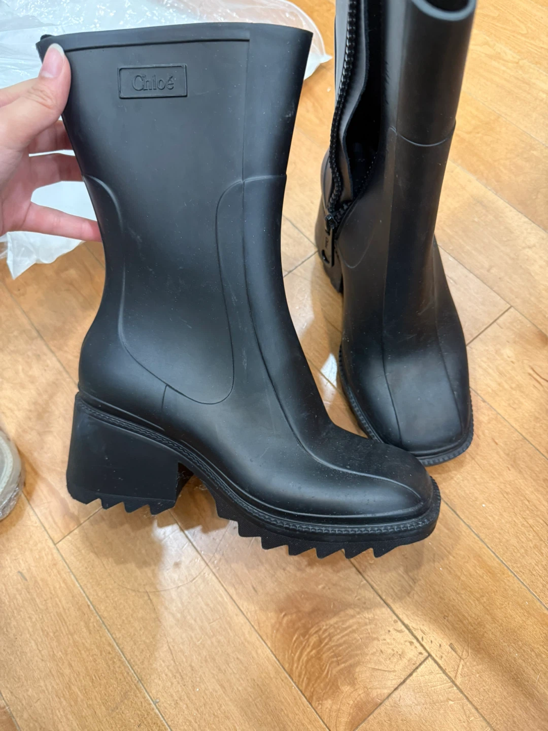 Chloé Black Rubber Heeled Rain Boots - photo 2