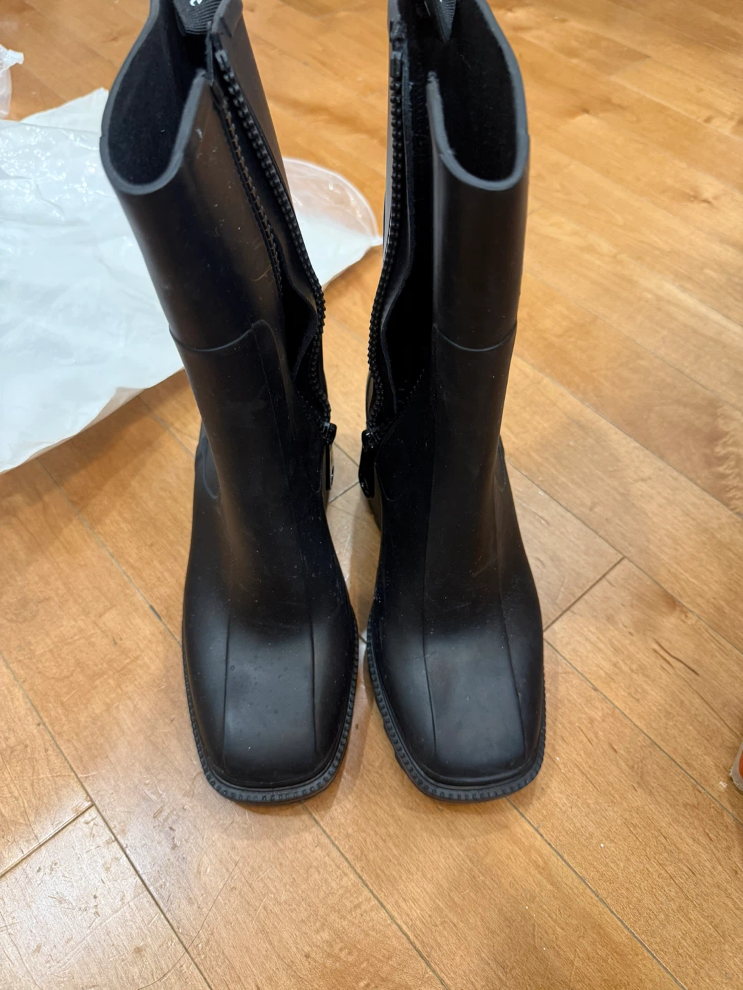 Chloé Black Rubber Heeled Rain Boots
