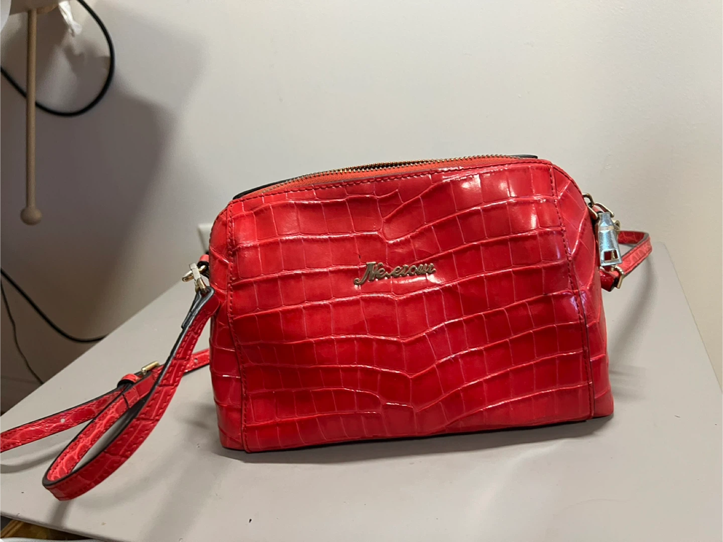 Nerecina Red Croc Embossed Crossbody Bag - photo 2