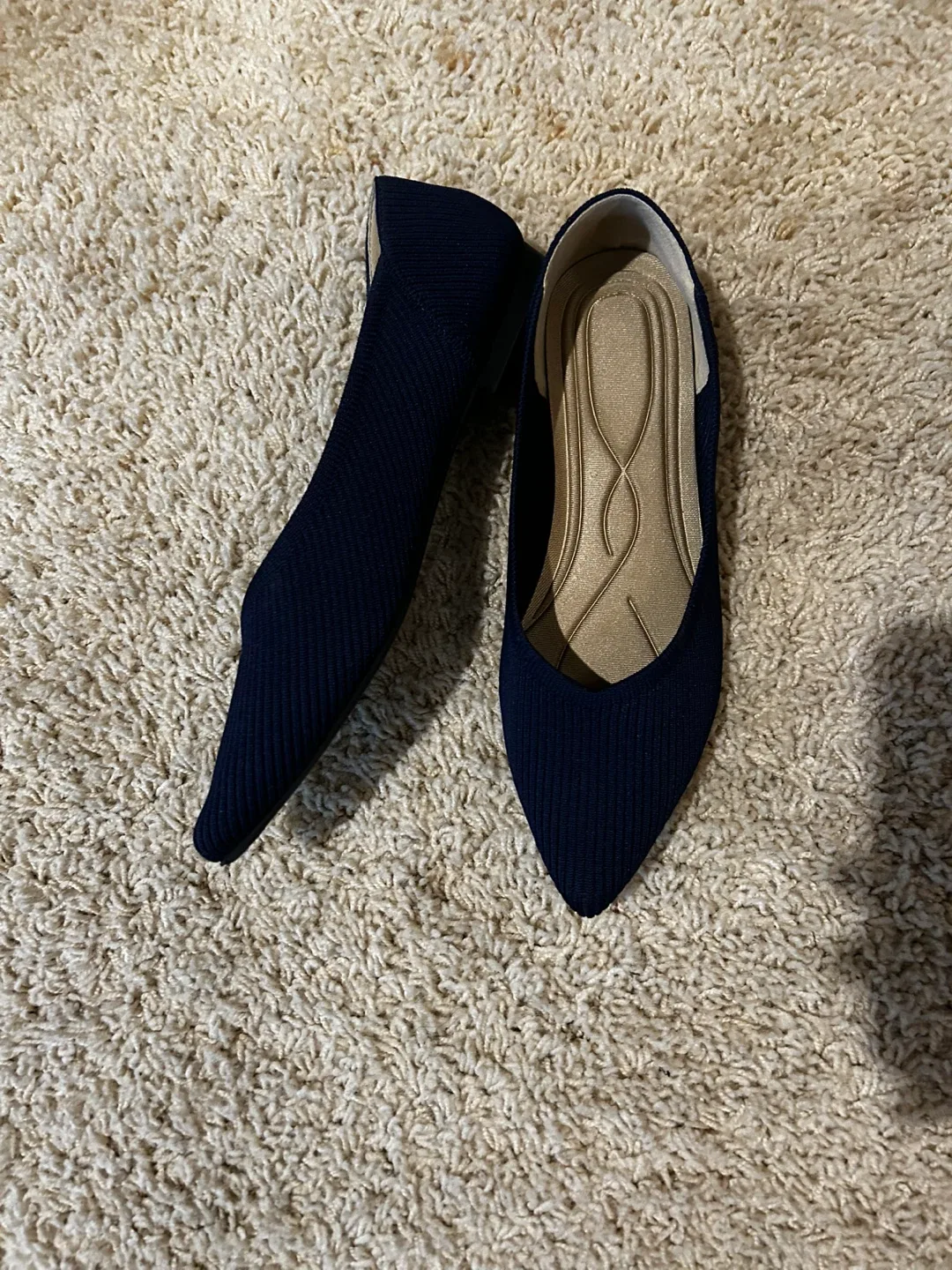 Navy Blue Knit Pointed Flats, size 9.5 image indicator(2)