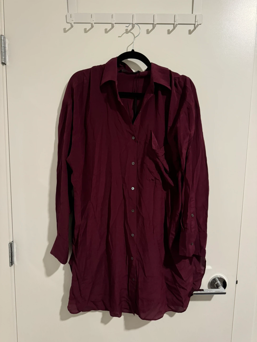 Zara Woman 100% Silk Burgundy Blouse - Size M - photo 3