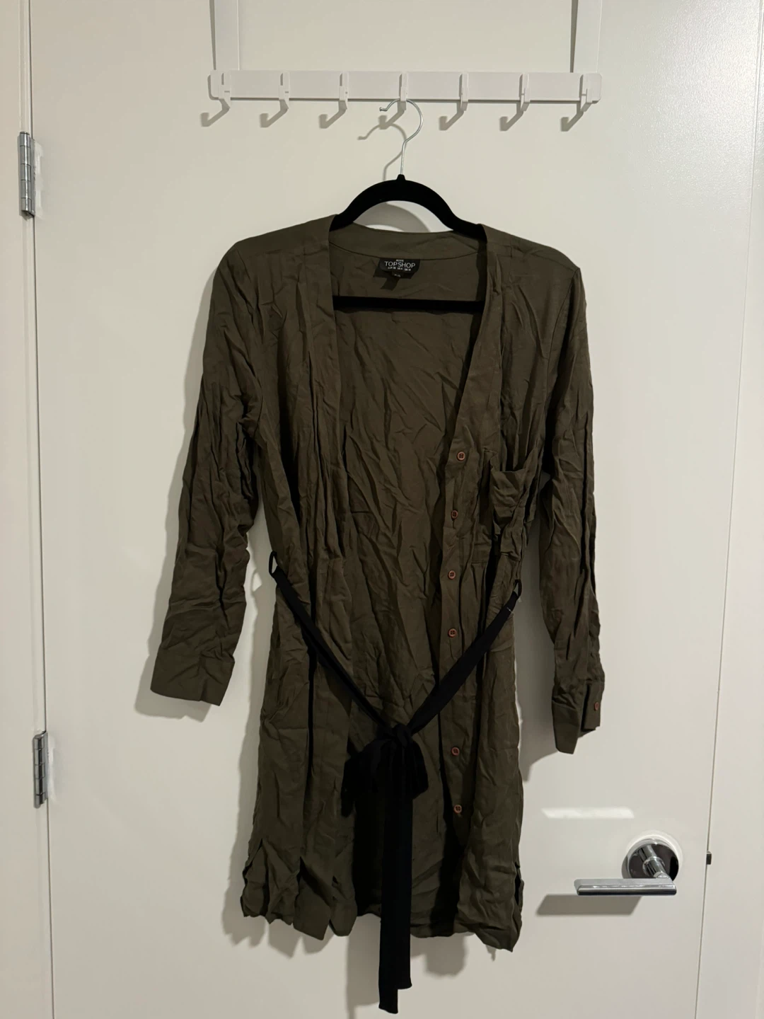 Topshop Petite Olive Green Dress - Size US 6 - photo 3