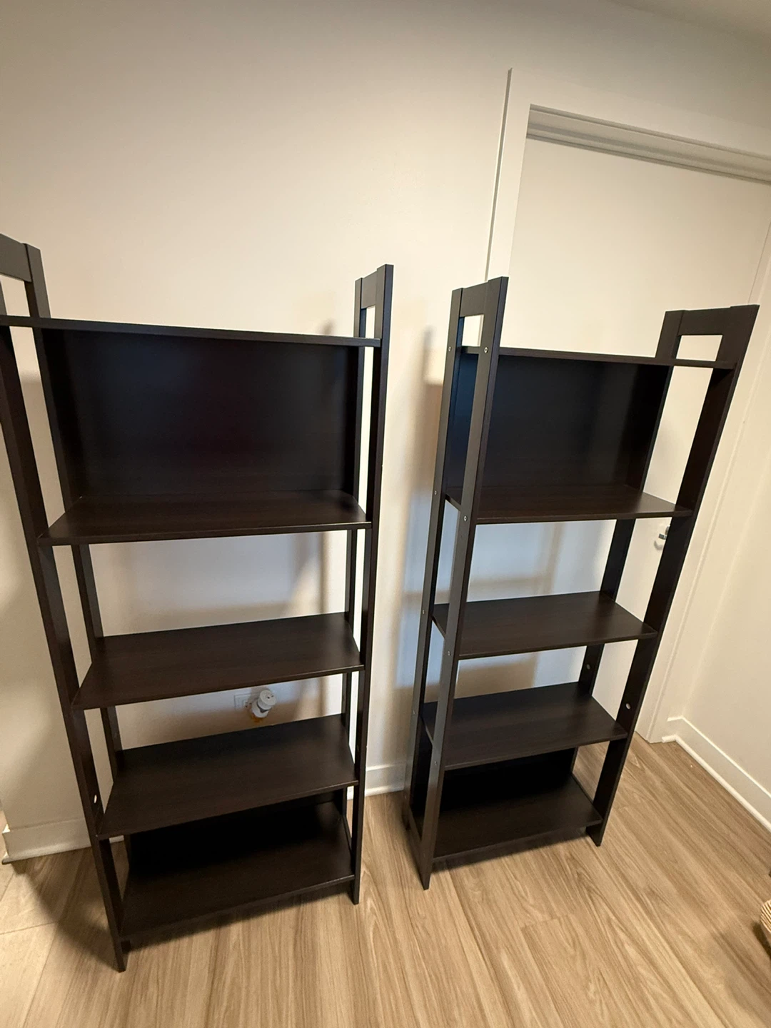 Dark Brown Leaning/Ladder Bookshelf