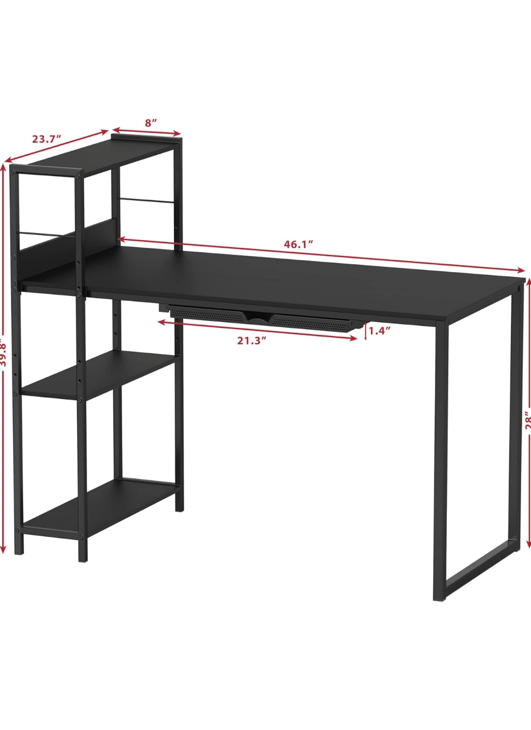 Black Computer Desk with Shelves - photo 2