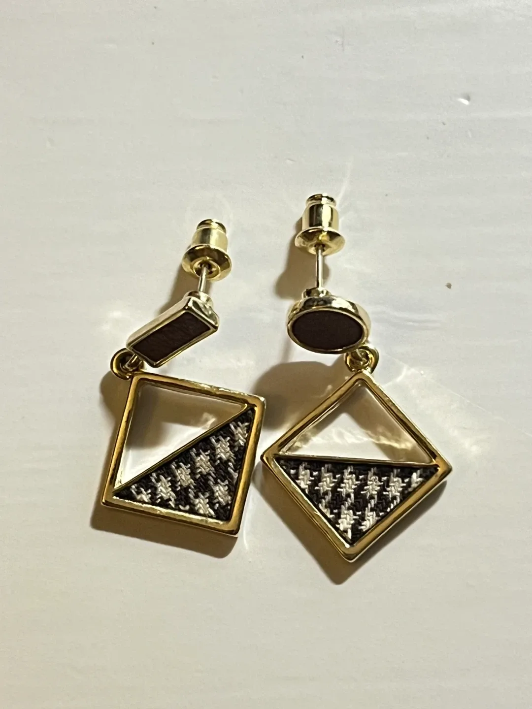 Geometric Drop Earrings - Gold Tone thumbnail