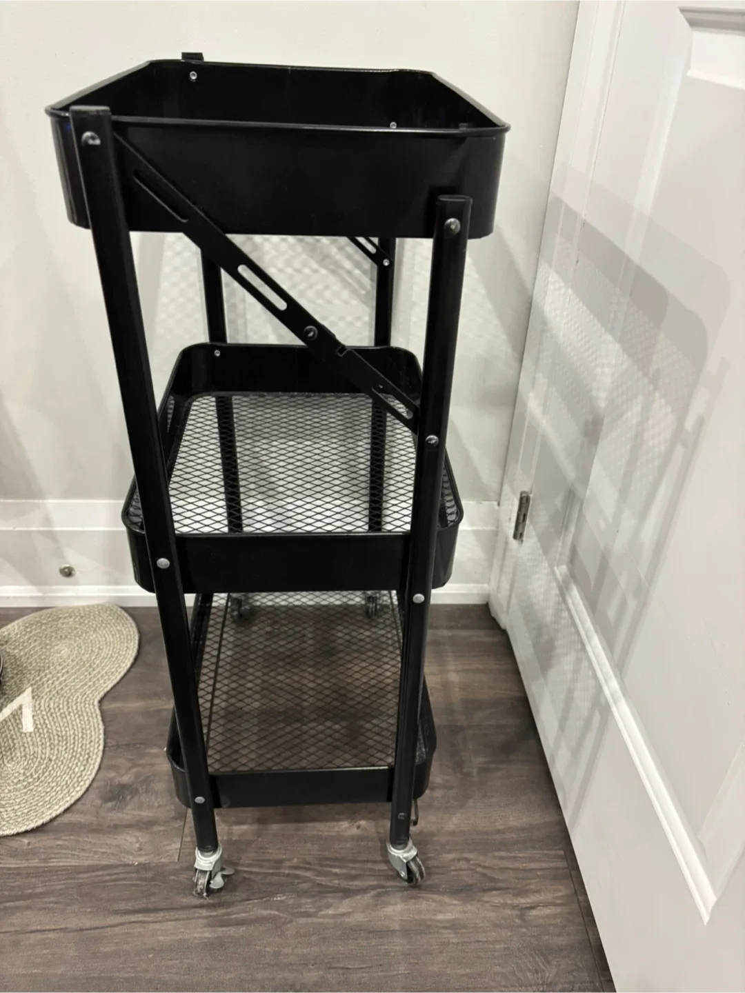 Black 3-Tier Rolling Utility Cart image indicator(3)
