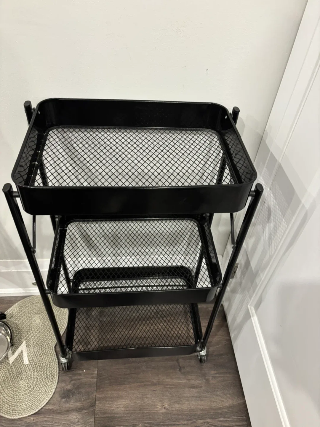 Black 3-Tier Rolling Utility Cart image indicator(2)
