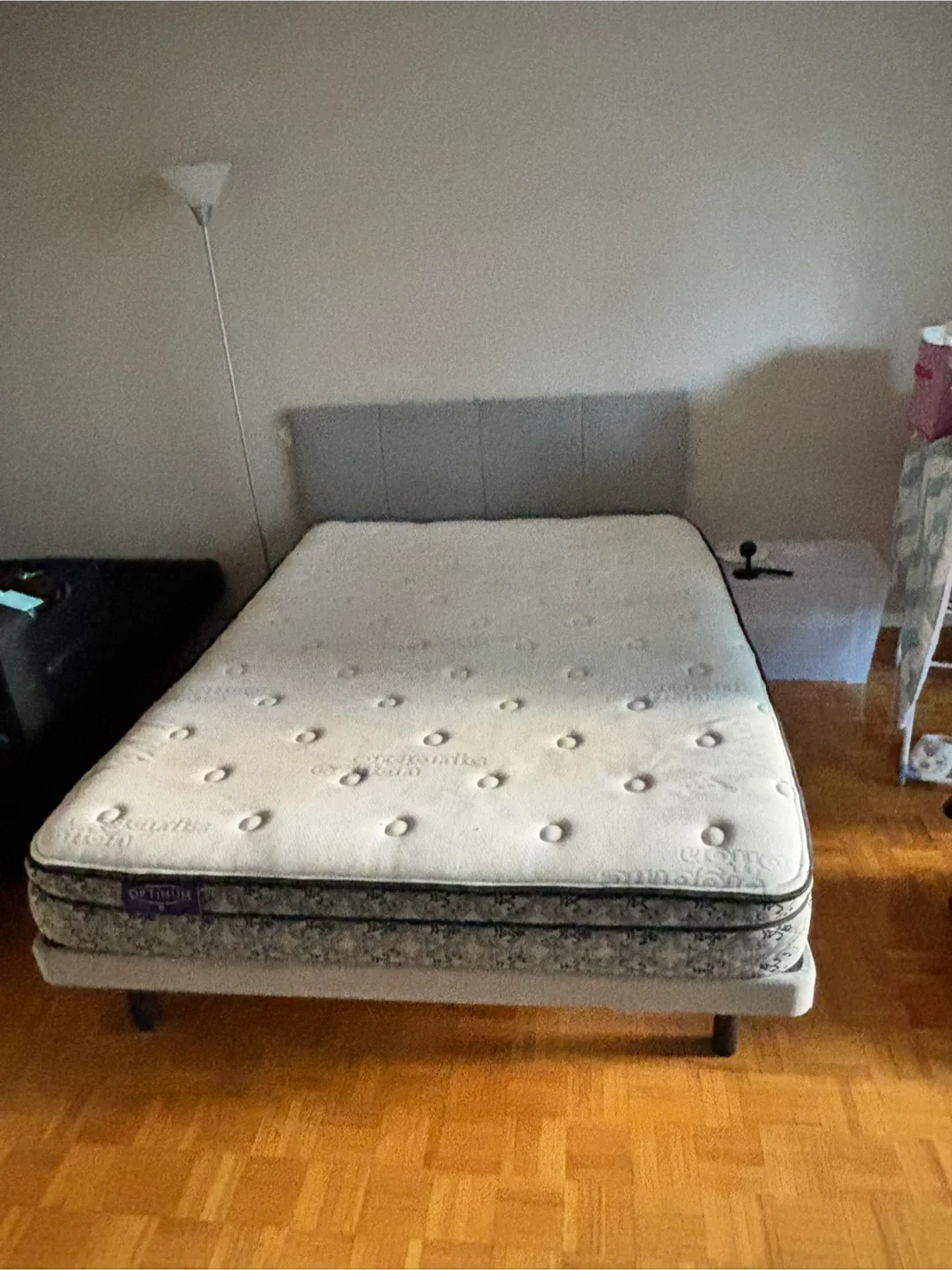 Queen Size Bed Frame and Mattress with Headboard thumbnail
