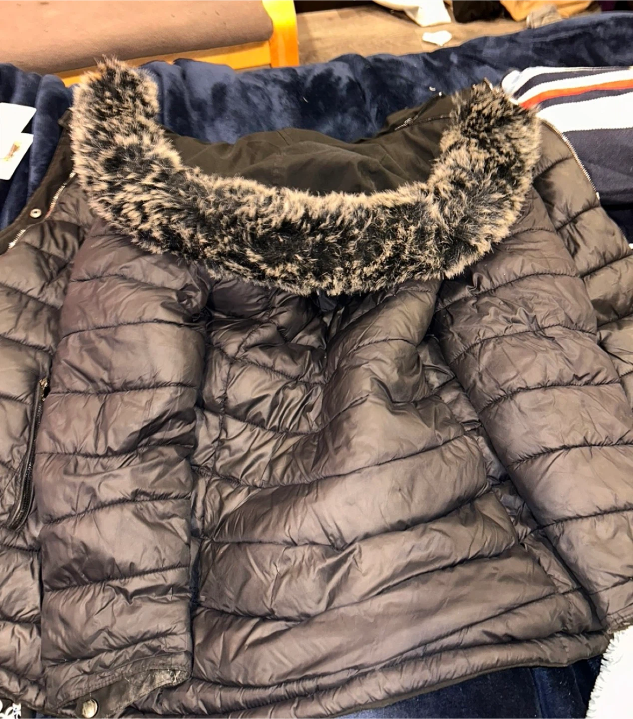 Black Winter Parka with Faux Fur Hood - photo 2