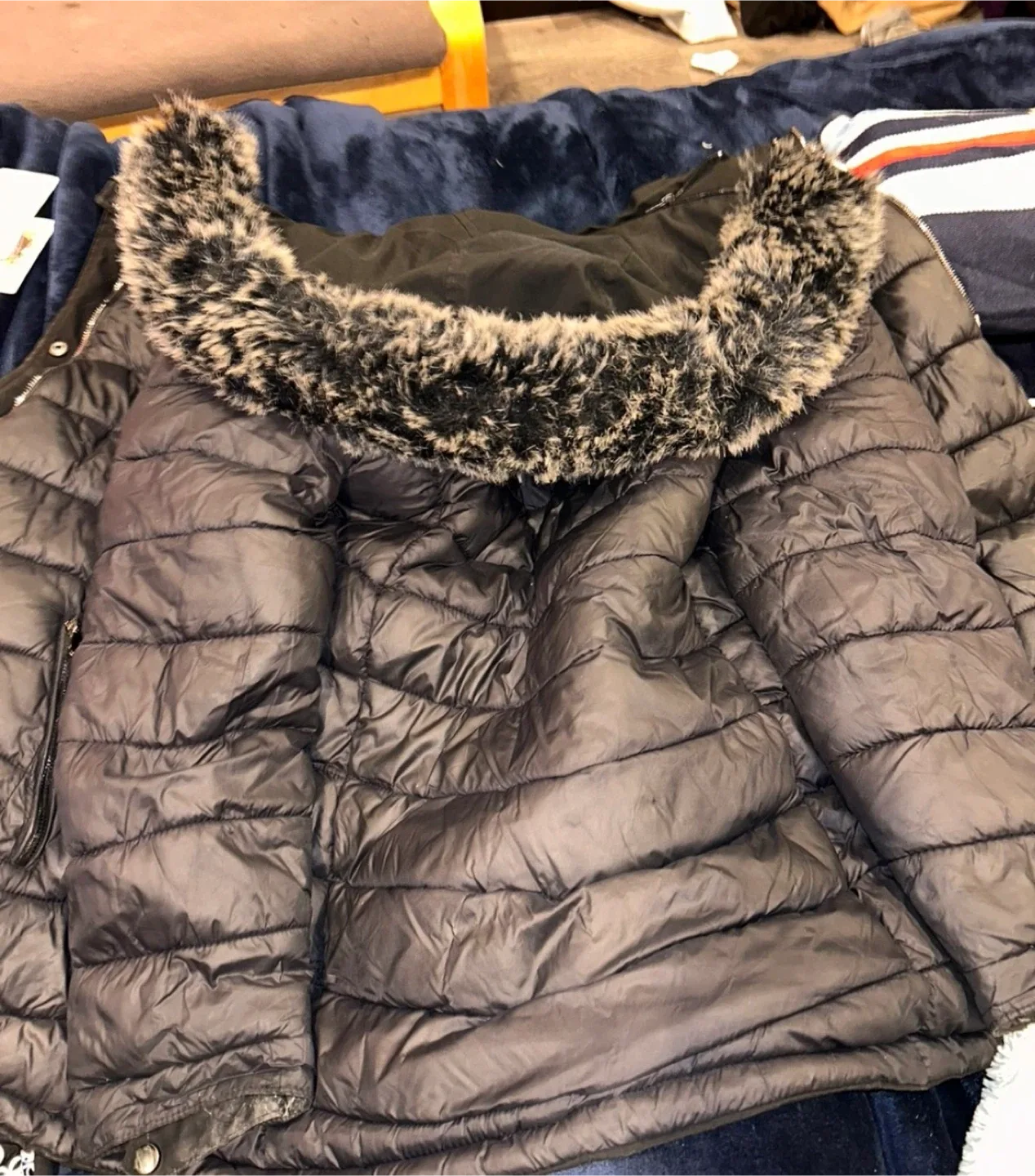 Black Winter Parka with Faux Fur Hood image indicator(2)