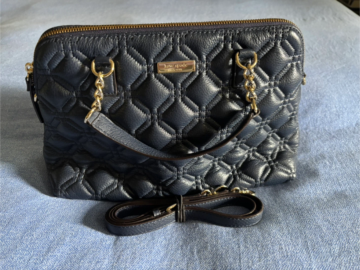 Kate Spade Navy Quilted Leather Satchel