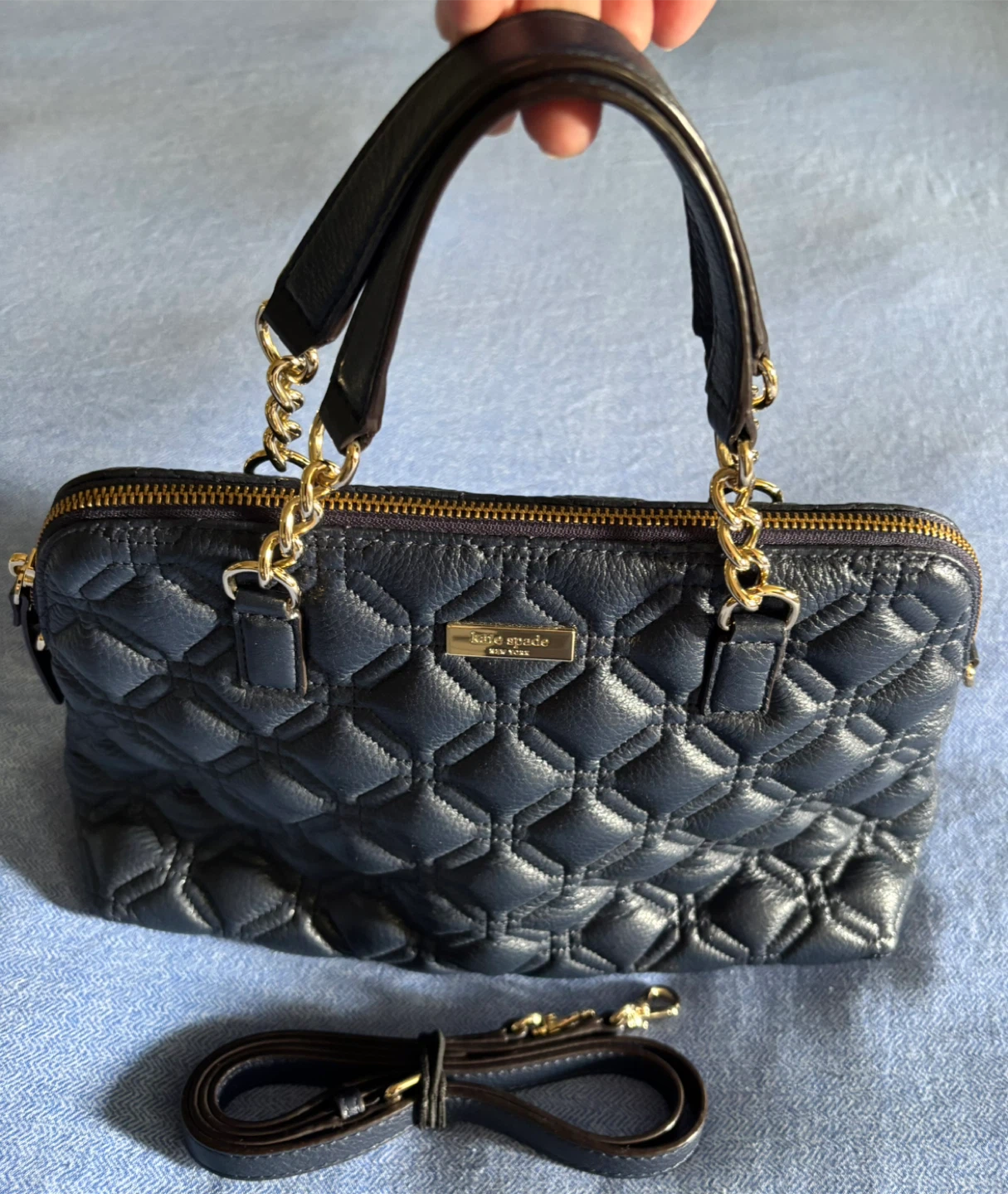 Kate Spade Navy Quilted Leather Satchel - photo 2