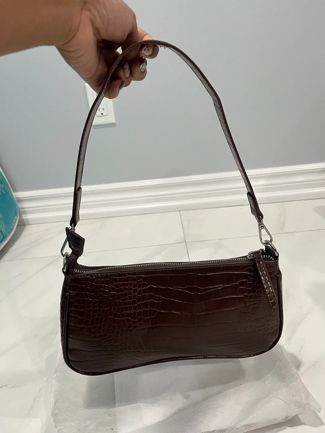 PLT - Brown Crocodile Print Baguette Bag image indicator(2)