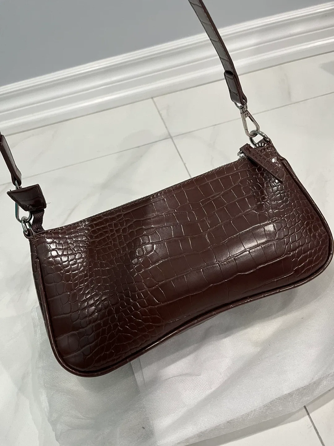 PLT - Brown Crocodile Print Baguette Bag image indicator(3)
