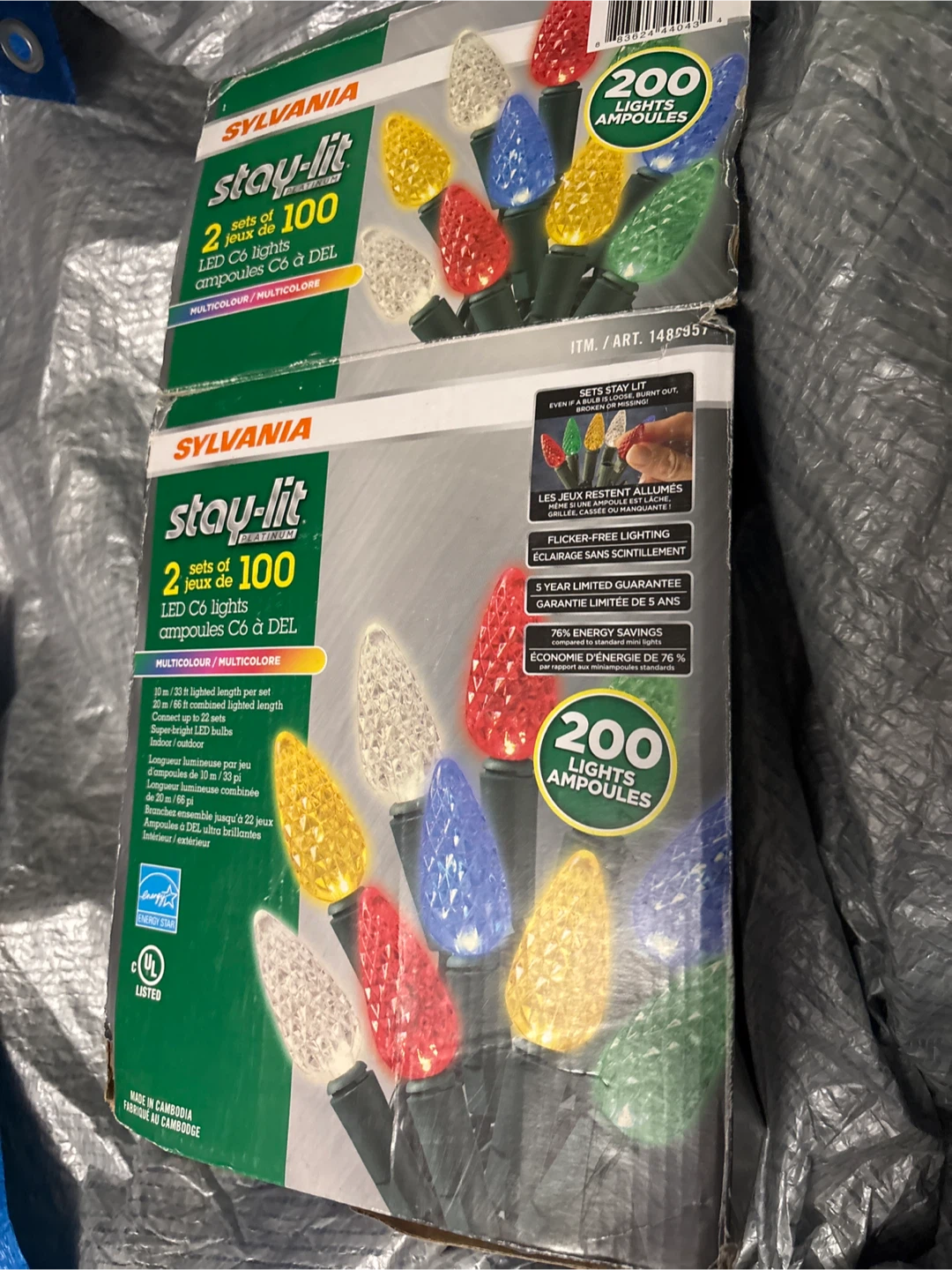Sylvania Stay-Lit 2 Sets of 100 LED C6 Lights
