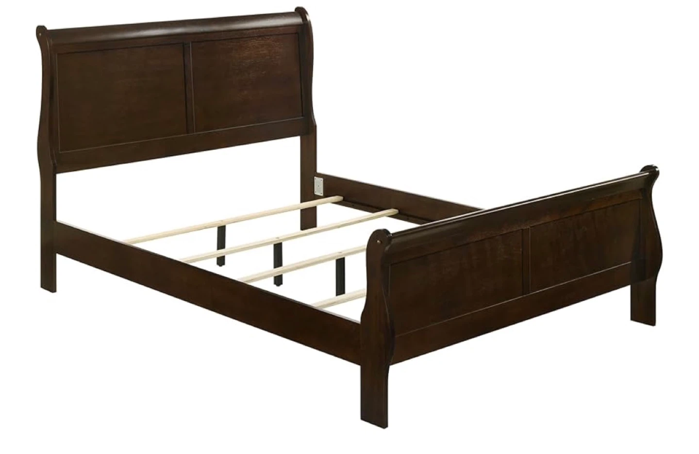 Dark Brown Sleigh Bed Frame - Queen Size