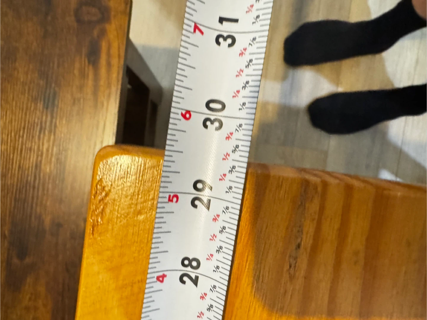 Wood and White Square Table - 29" x 29" - photo 3