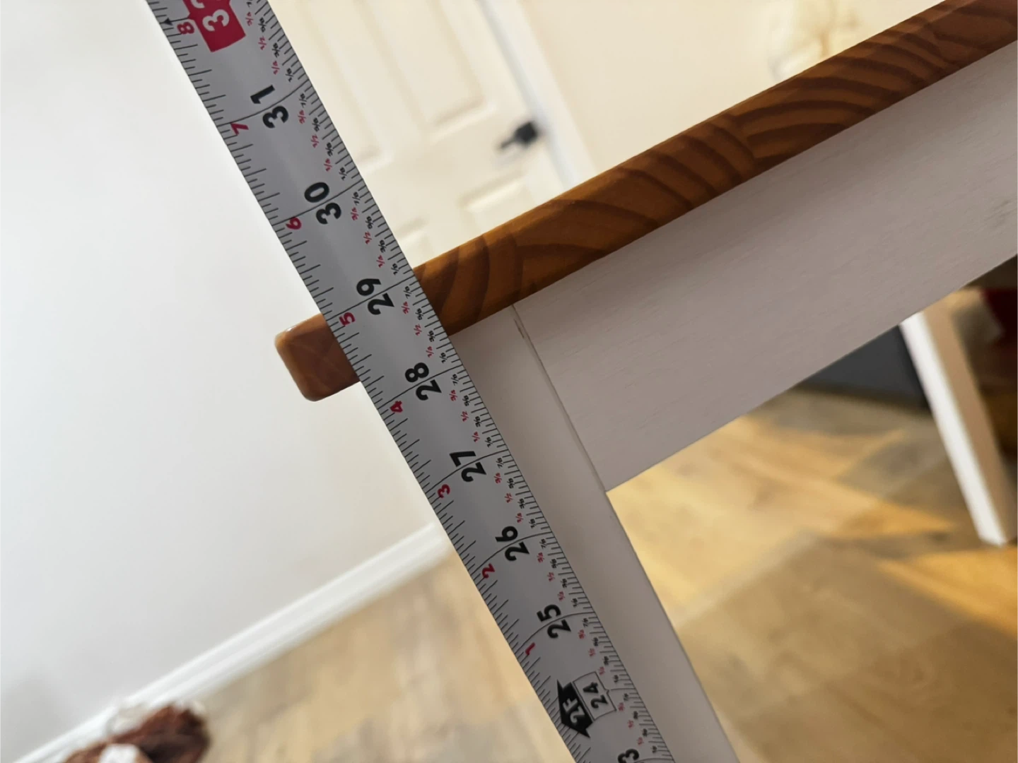 Wood and White Square Table - 29" x 29" - photo 2