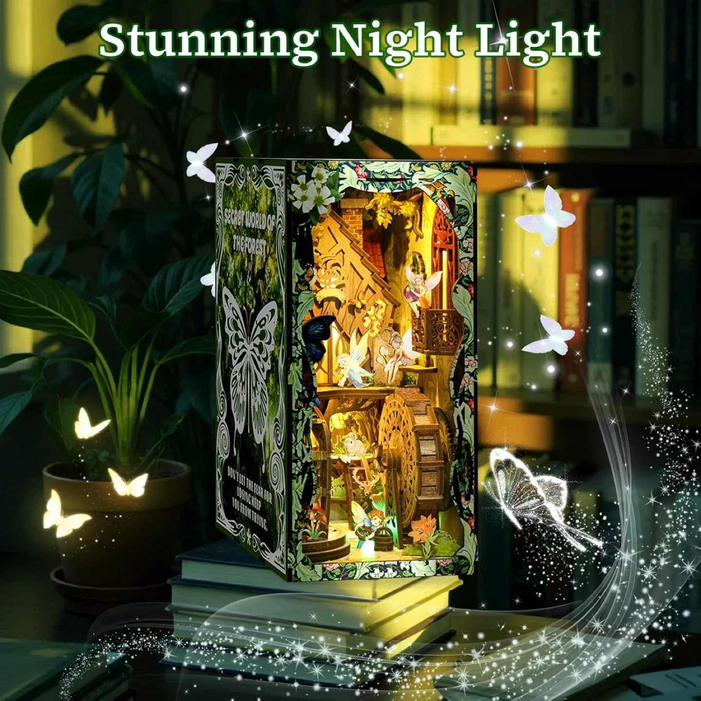 DIY Booknook for Adults with LED Light, 3D Wooden Puzzle image indicator(2)