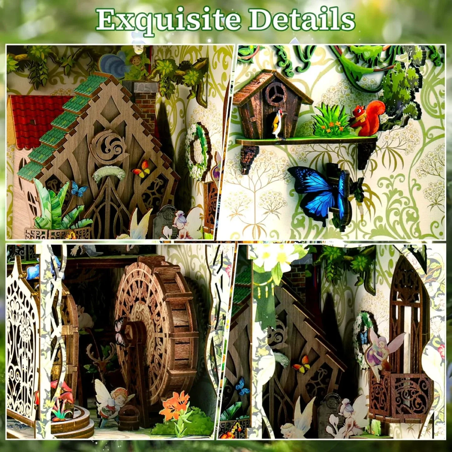 DIY Booknook for Adults with LED Light, 3D Wooden Puzzle image indicator(4)