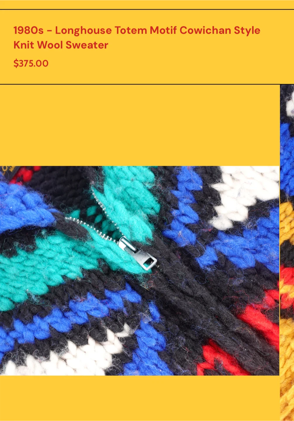 Longhouse 1980s Totem Motif Cowichan Knit Wool Sweater - photo 4