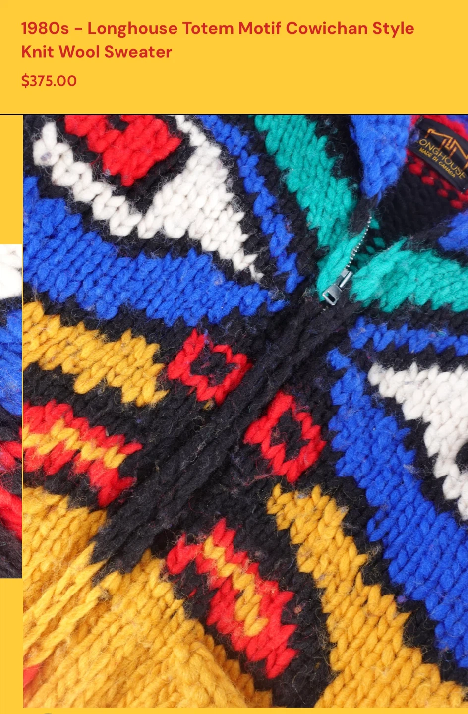Longhouse 1980s Totem Motif Cowichan Knit Wool Sweater - photo 5