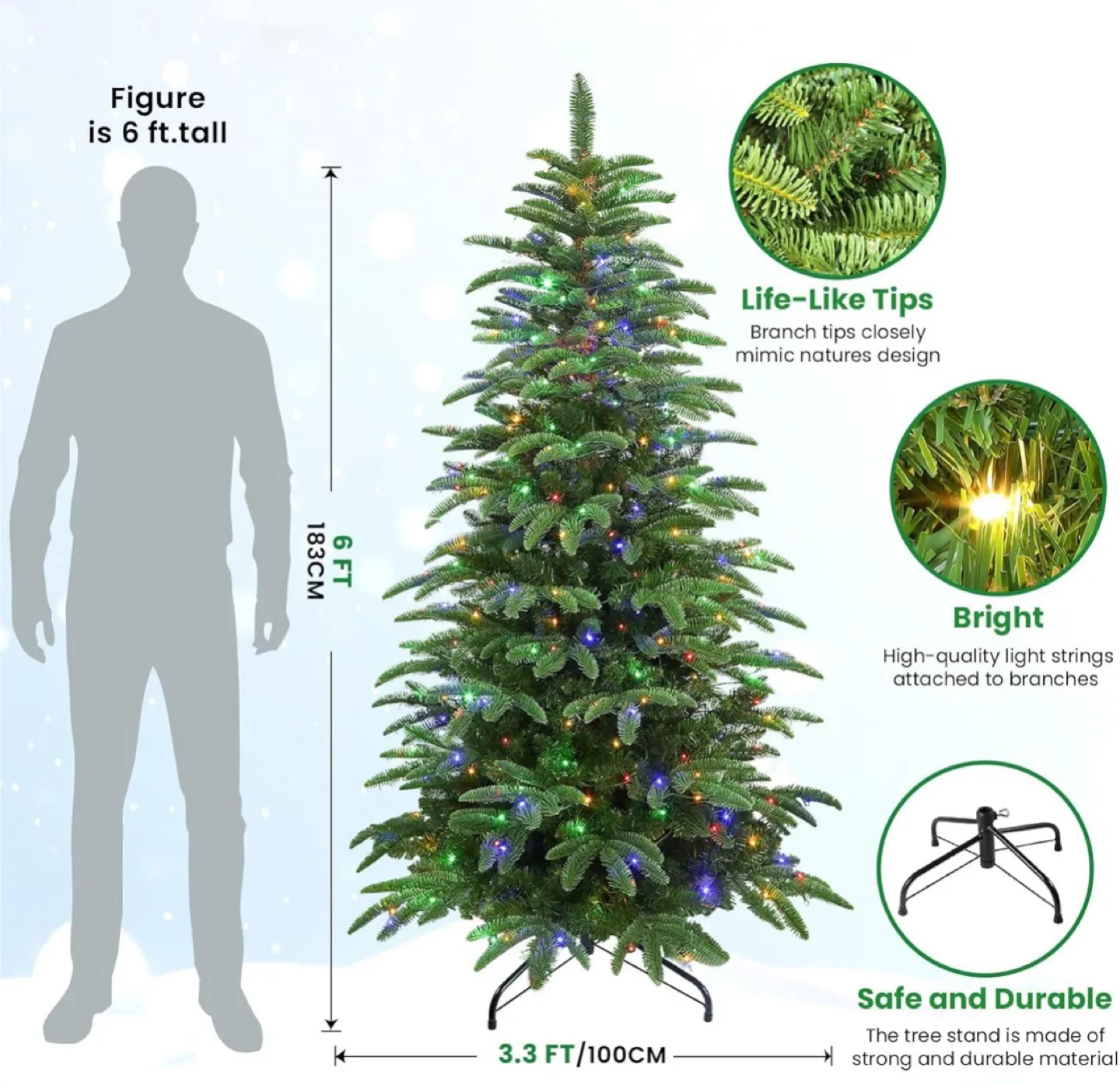 Alupssuc 6ft Prelit Artificial Christmas Tree