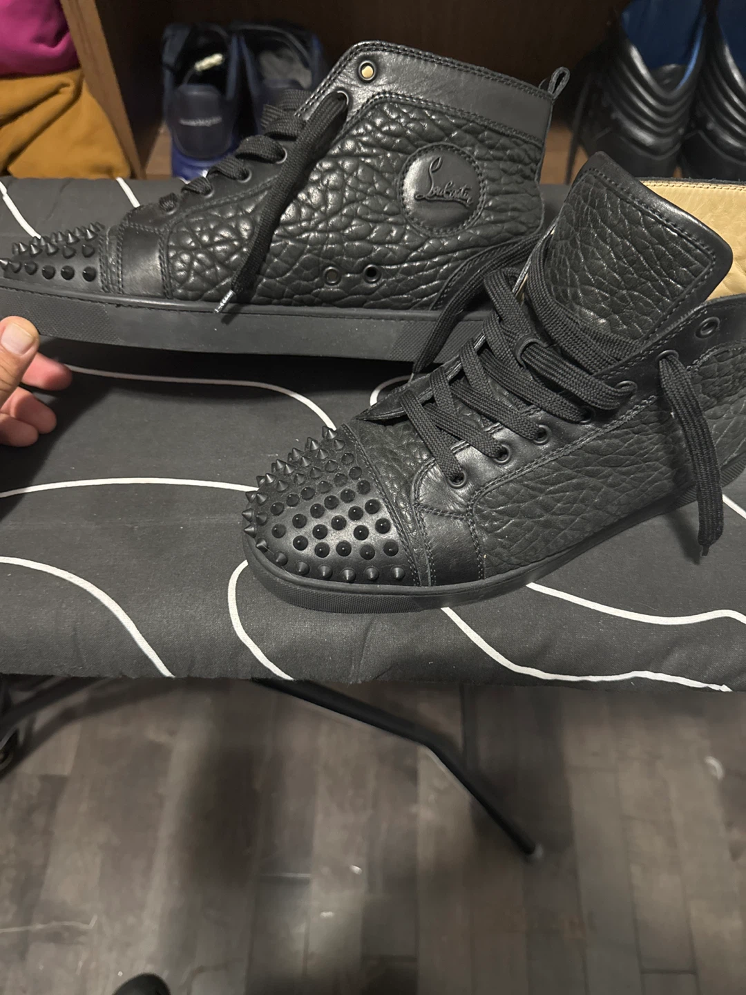 Christian Louboutin Black Spike High-Top Sneakers