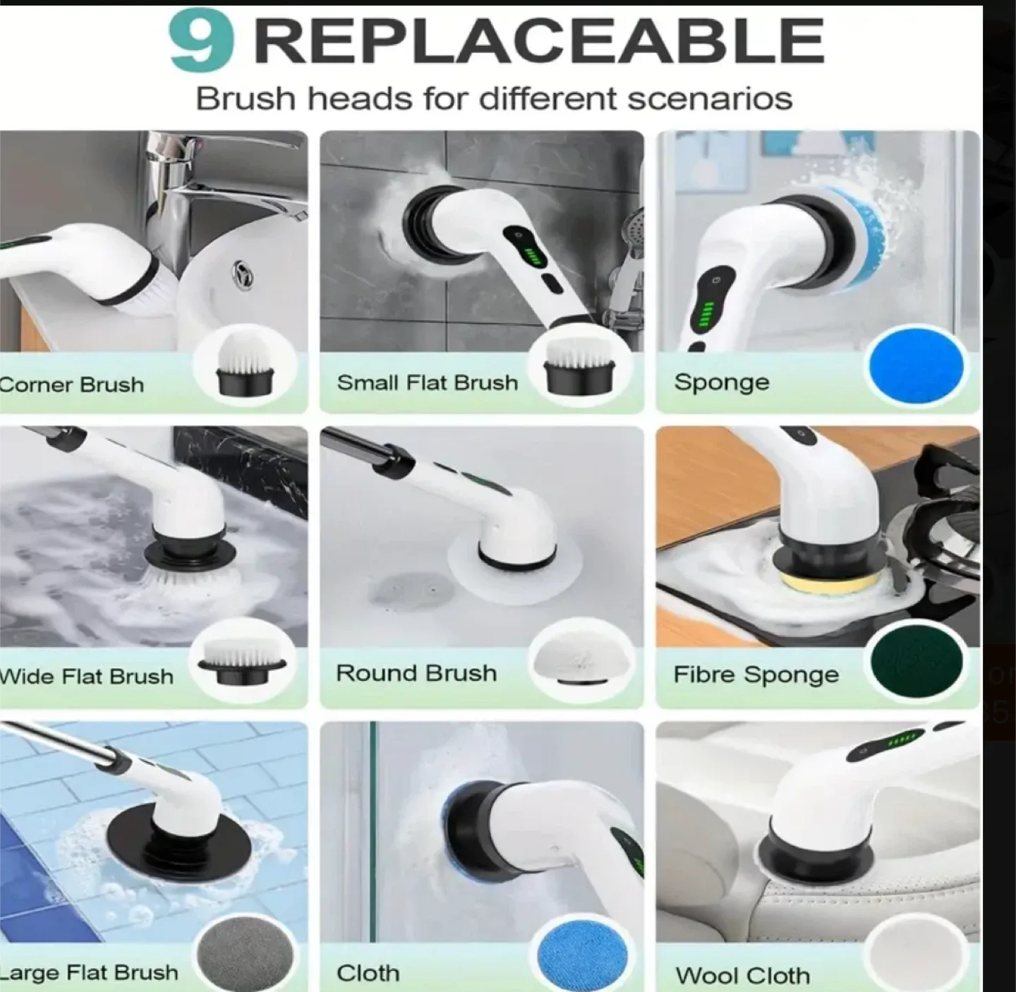 Electric  Spin Scrubber with Replaceable Brush Heads image indicator(5)