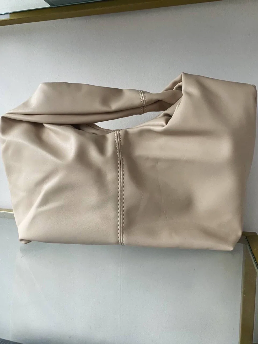 Hobo Bag with Ruched Strap beige image indicator(2)