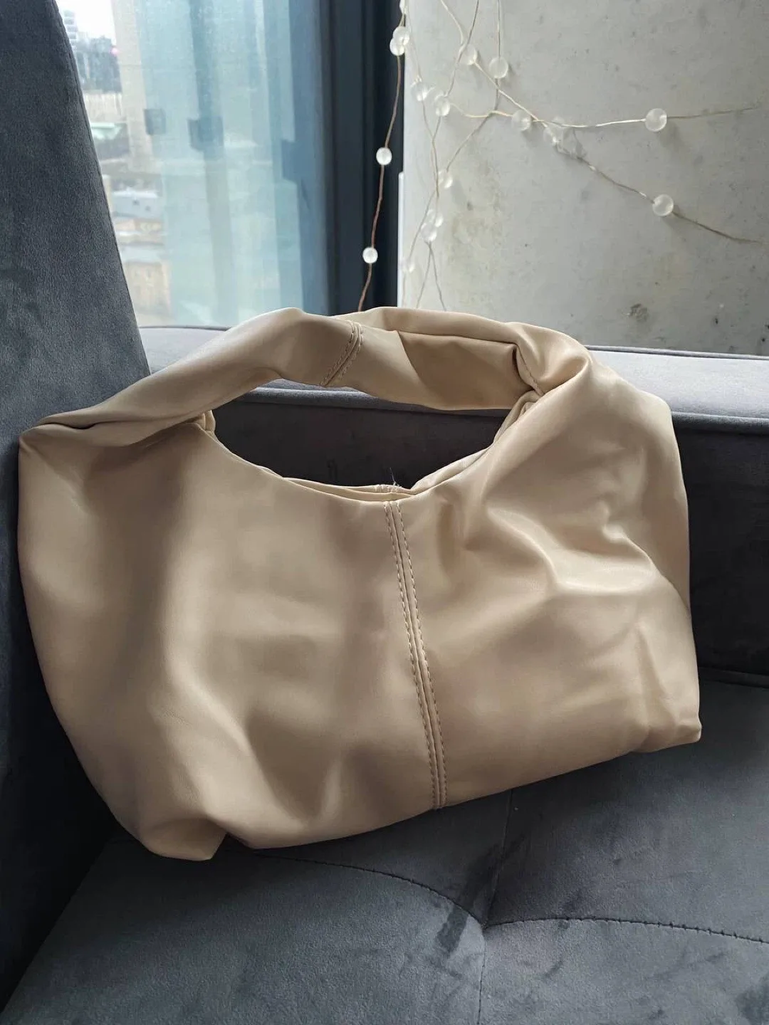 Hobo Bag with Ruched Strap beige image indicator(3)
