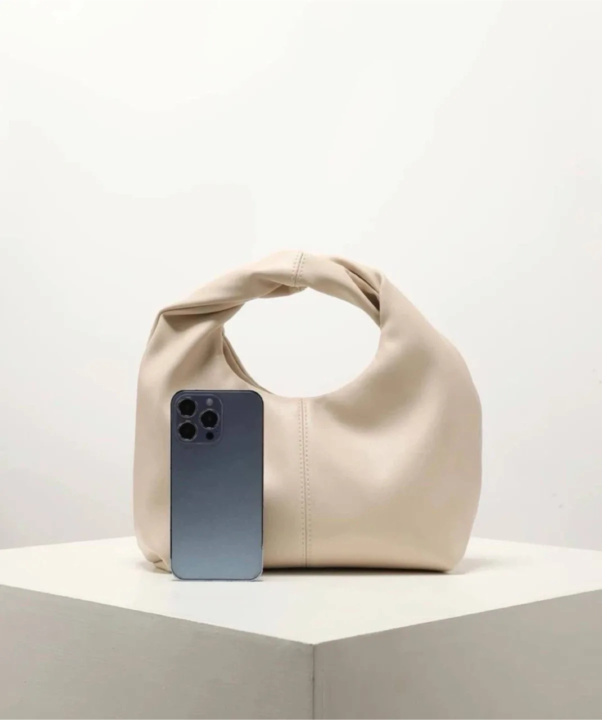 Hobo Bag with Ruched Strap beige image indicator(7)