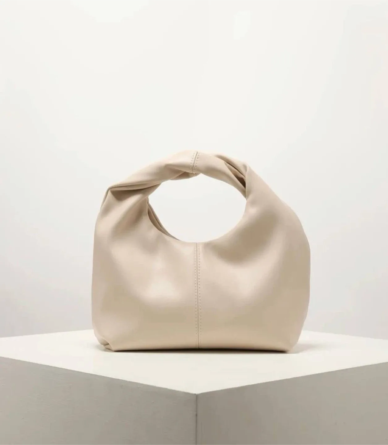 Hobo Bag with Ruched Strap beige image indicator(8)