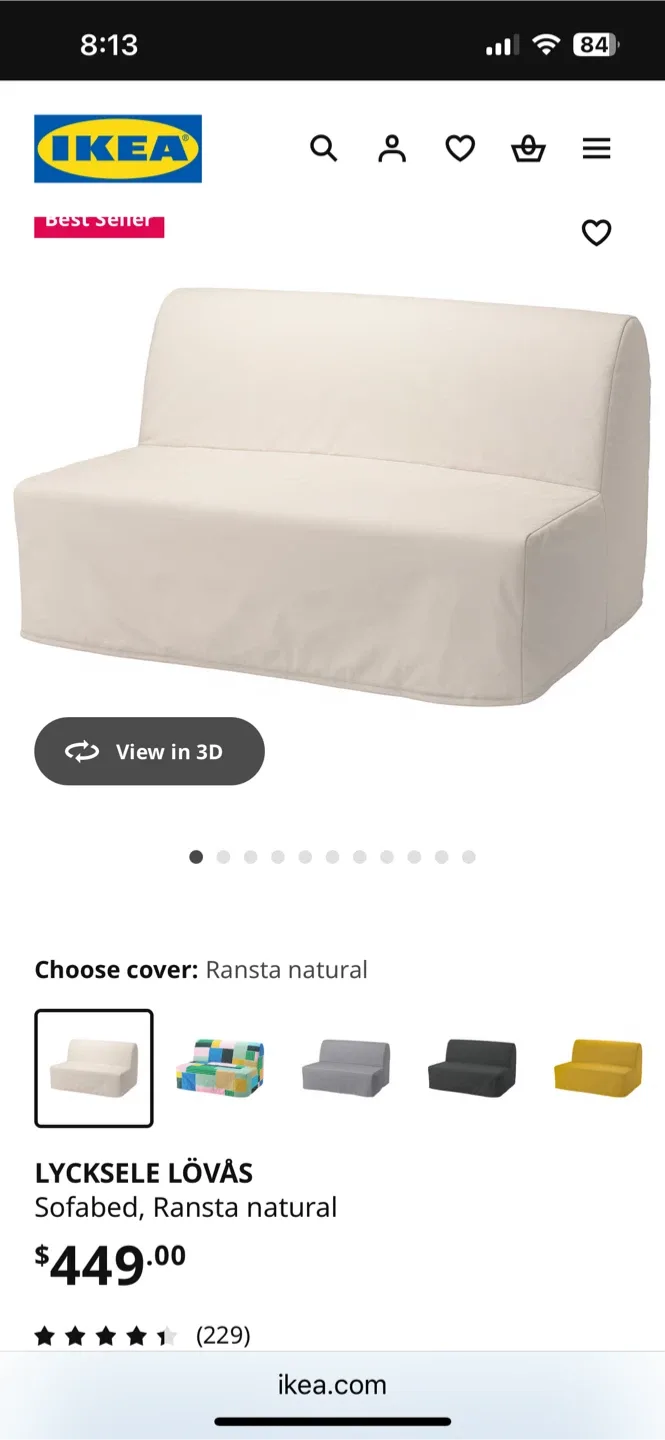 IKEA Lycksele Lovas Sofabed with Blue Cover image indicator(5)