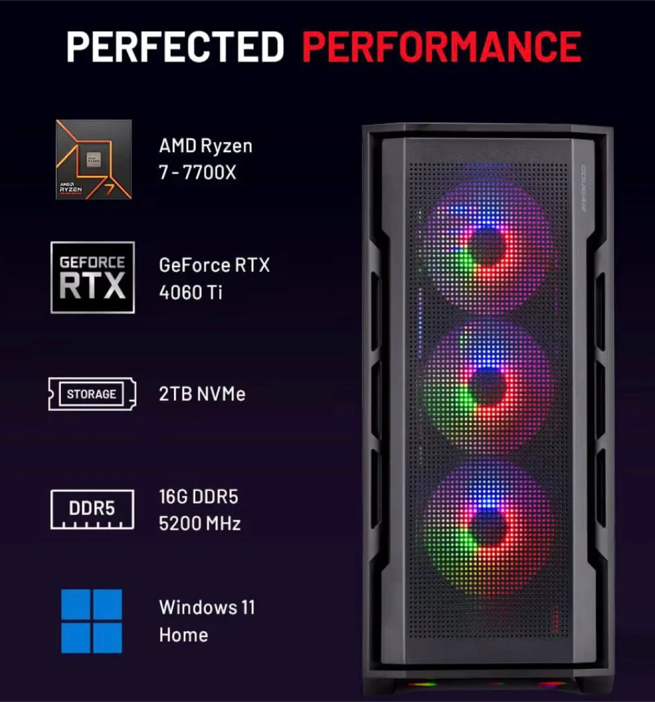 Gaming PC-Expandable Mid-Tower PC with RGB Lighting image indicator(2)