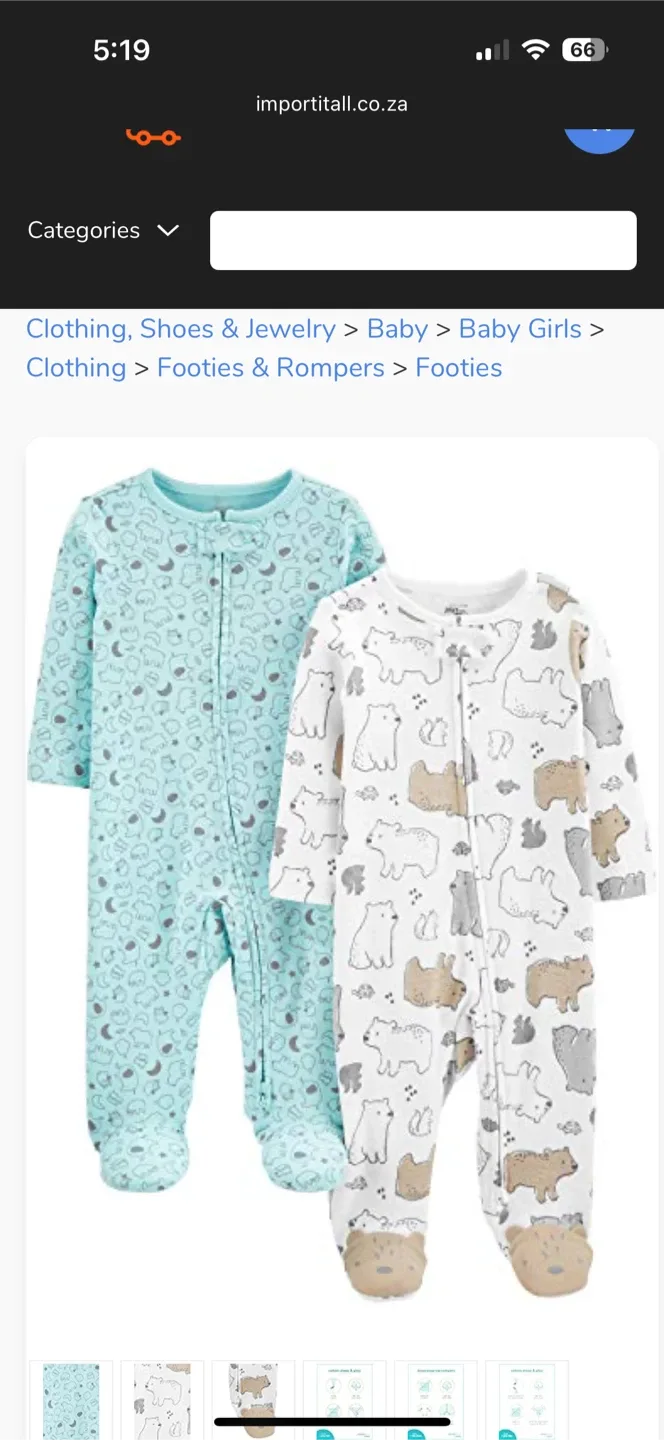 Simple Joys by Carter's 0-3M Footed Pajamas image indicator(2)