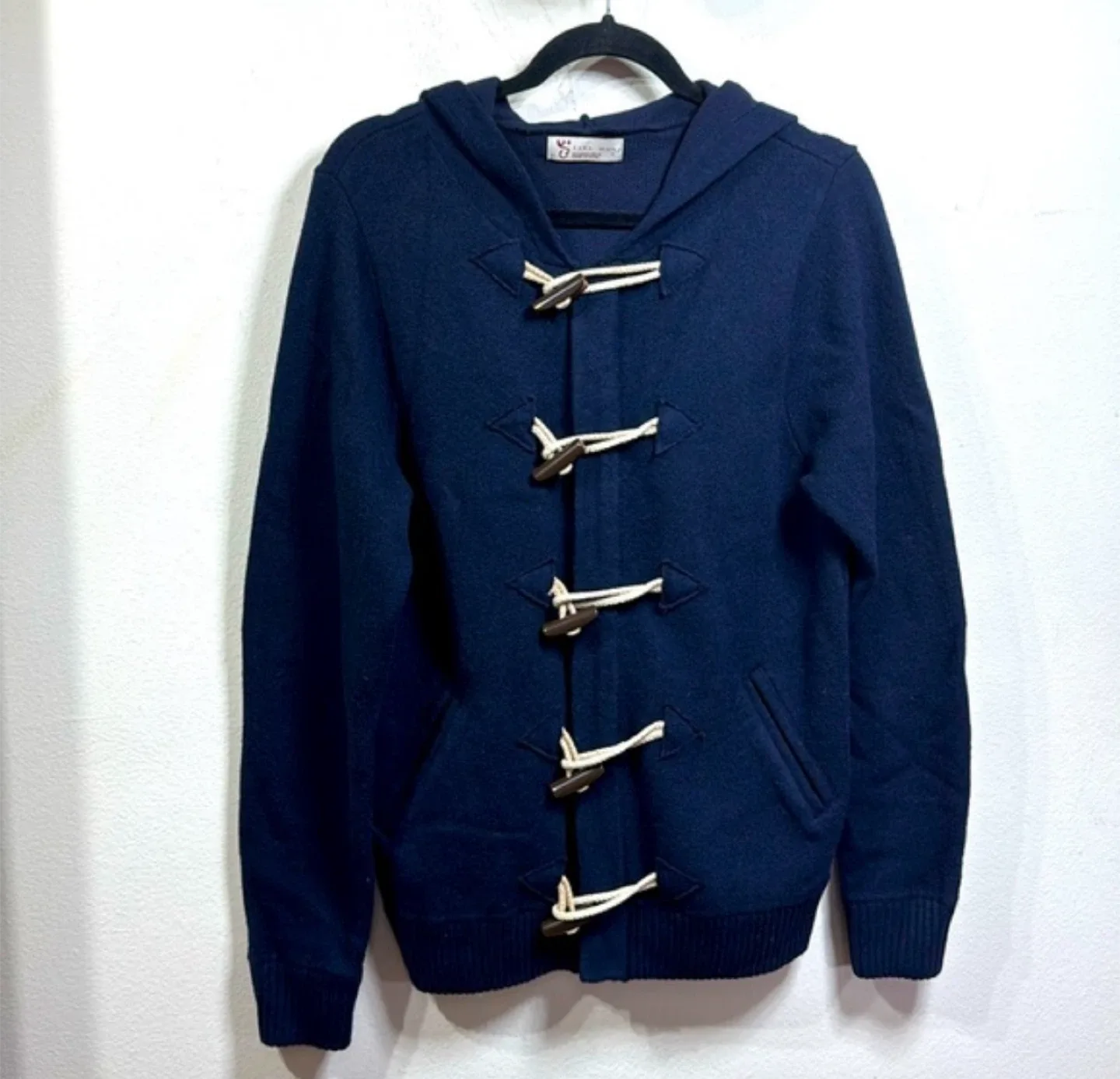 Zara Man Navy Blue Toggle Hoodie - Size L image indicator(2)