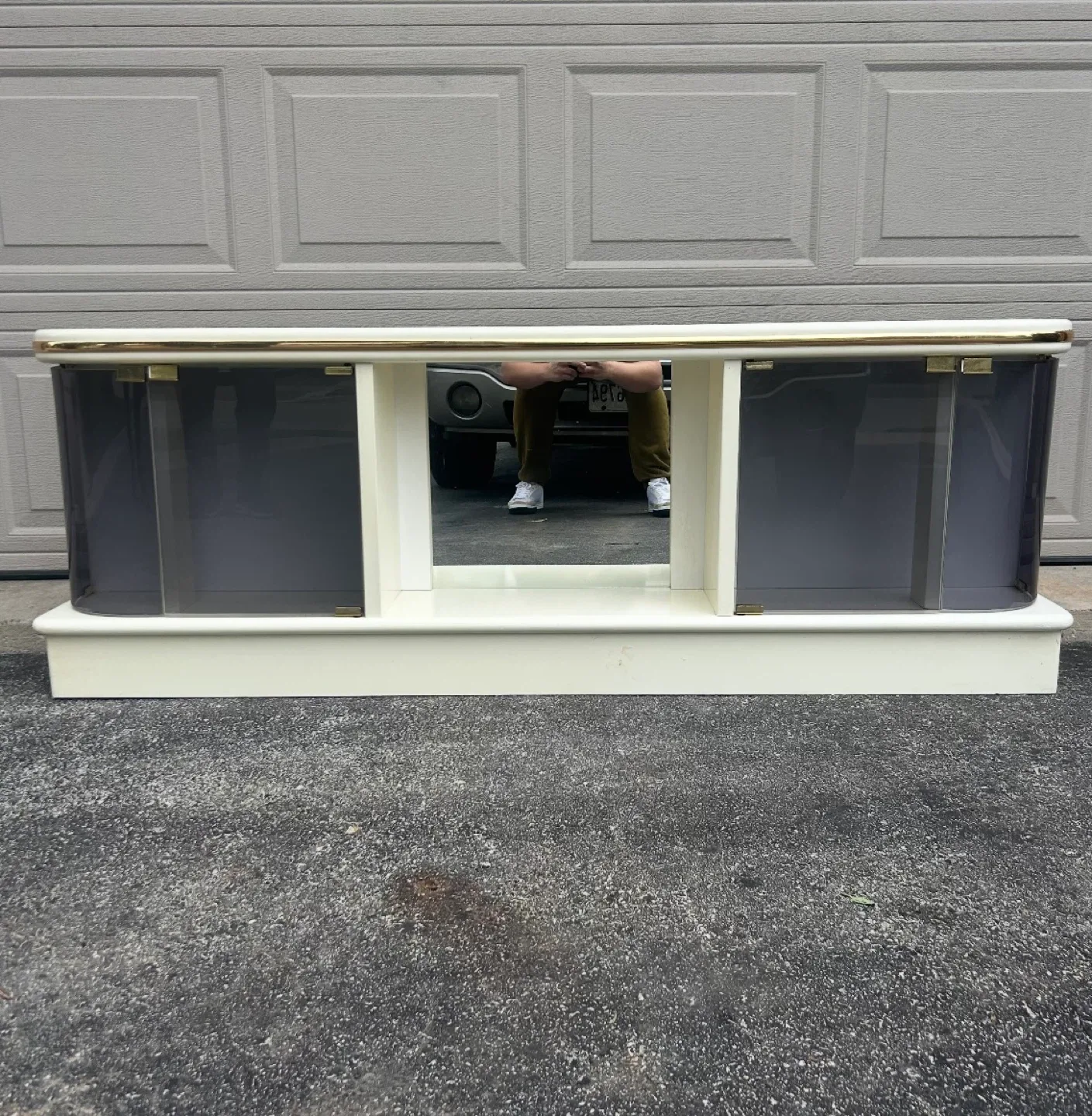 Italian white lacquer Queen Size Headboard thumbnail