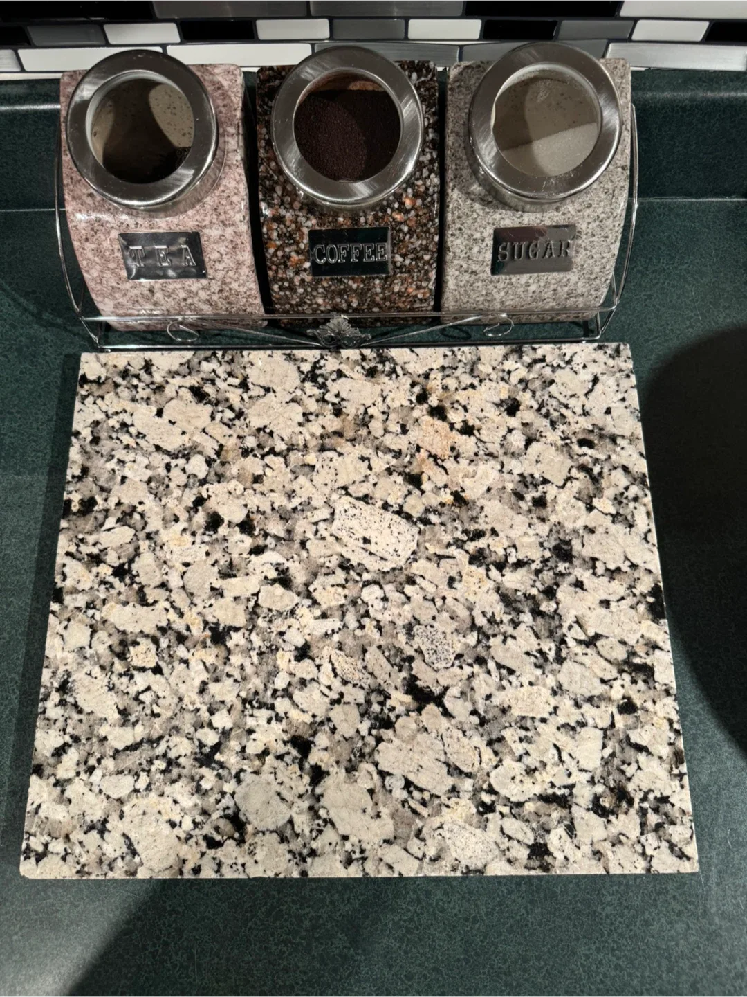 Tea, Coffee, Sugar Canisters with Granite Board image indicator(4)