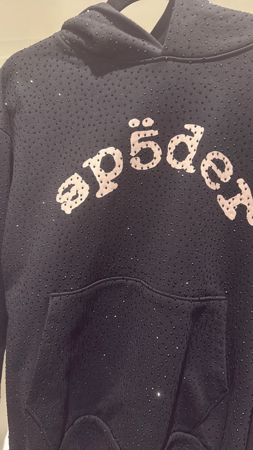 SP5DER Black Rhinestone Hoodie