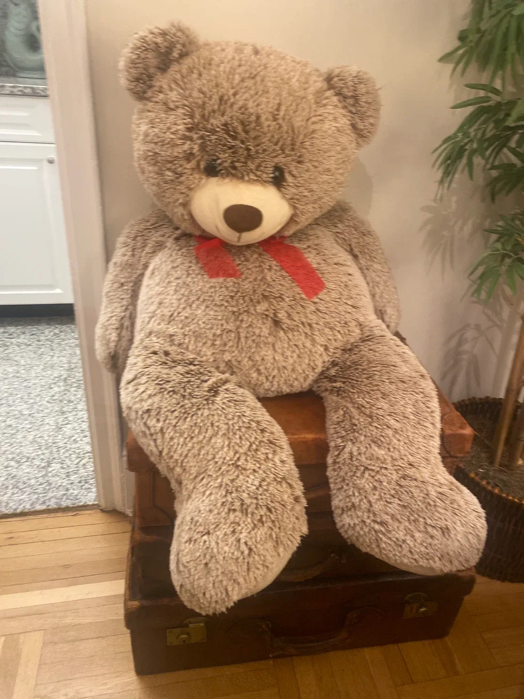 Giant Teddy Bear with Red Ribbon thumbnail
