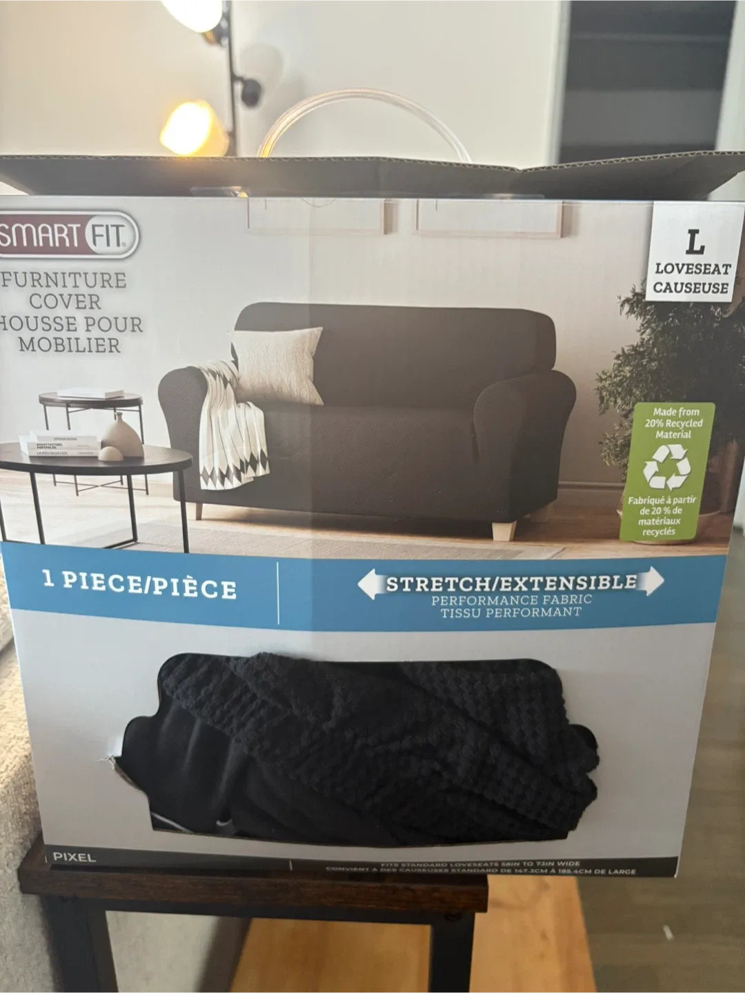 Smart Fit Loveseat Furniture Cover - Large, Black