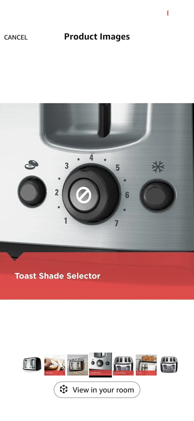 Black+Decker 4-Slice Toaster - Black & Silver image indicator(3)