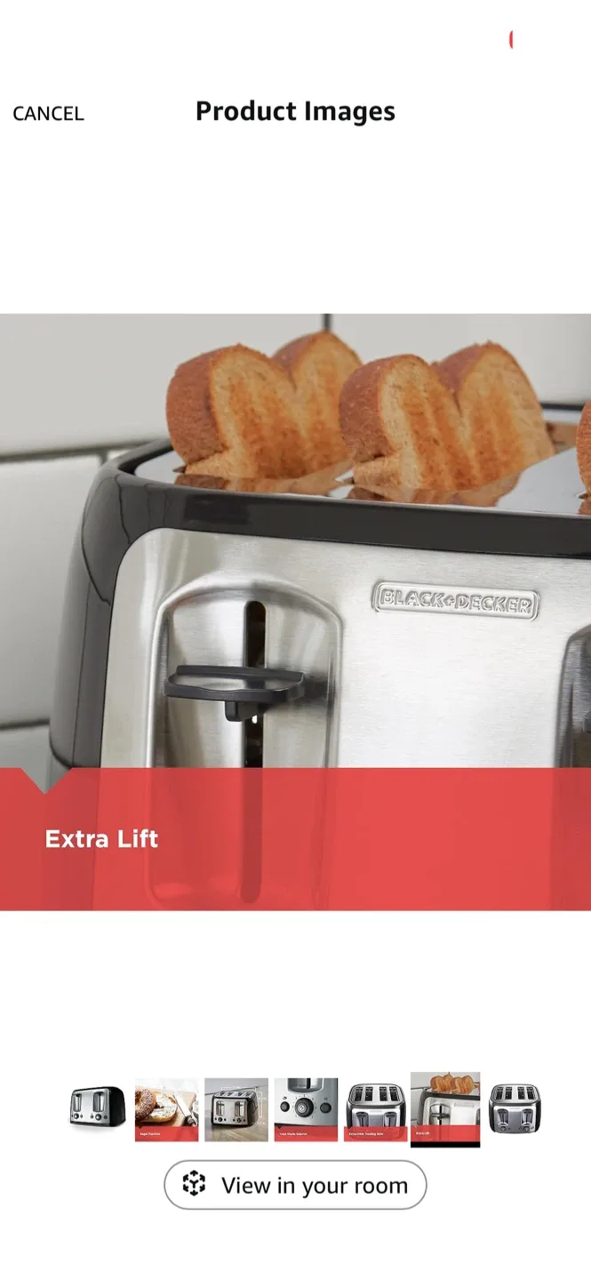 Black+Decker 4-Slice Toaster - Black & Silver image indicator(5)