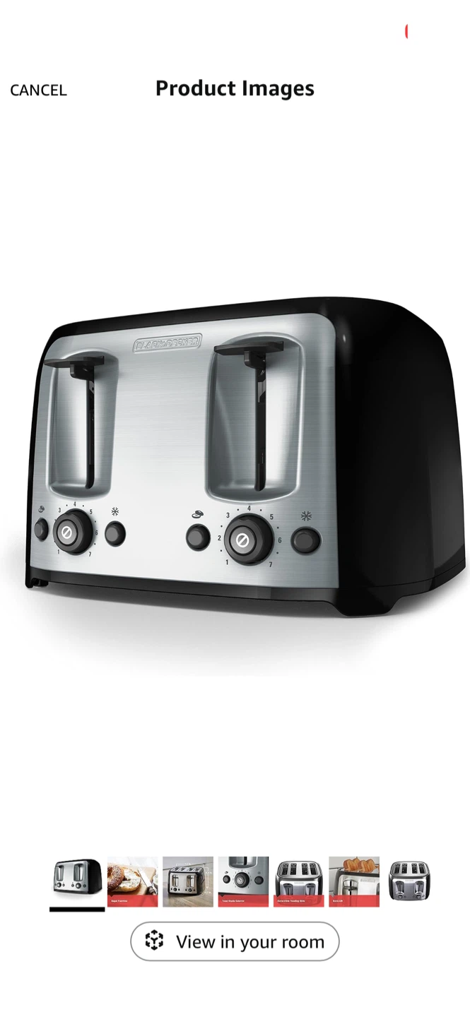 Black+Decker 4-Slice Toaster - Black & Silver