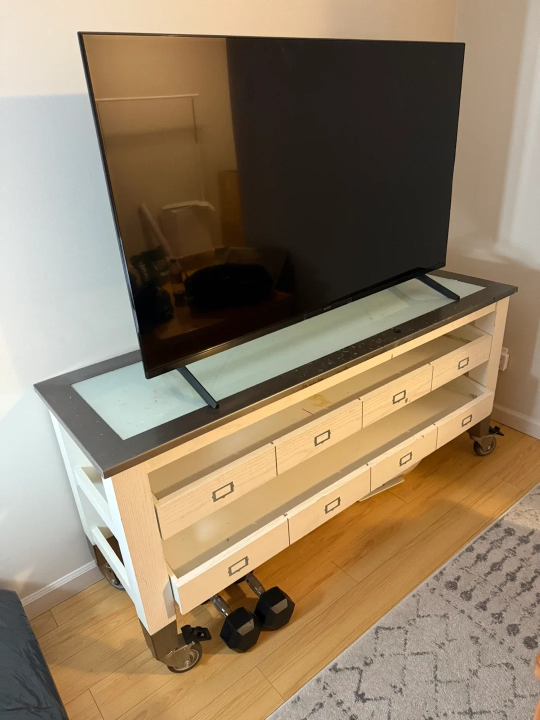 White & Metal TV Stand / Media Console image indicator(2)