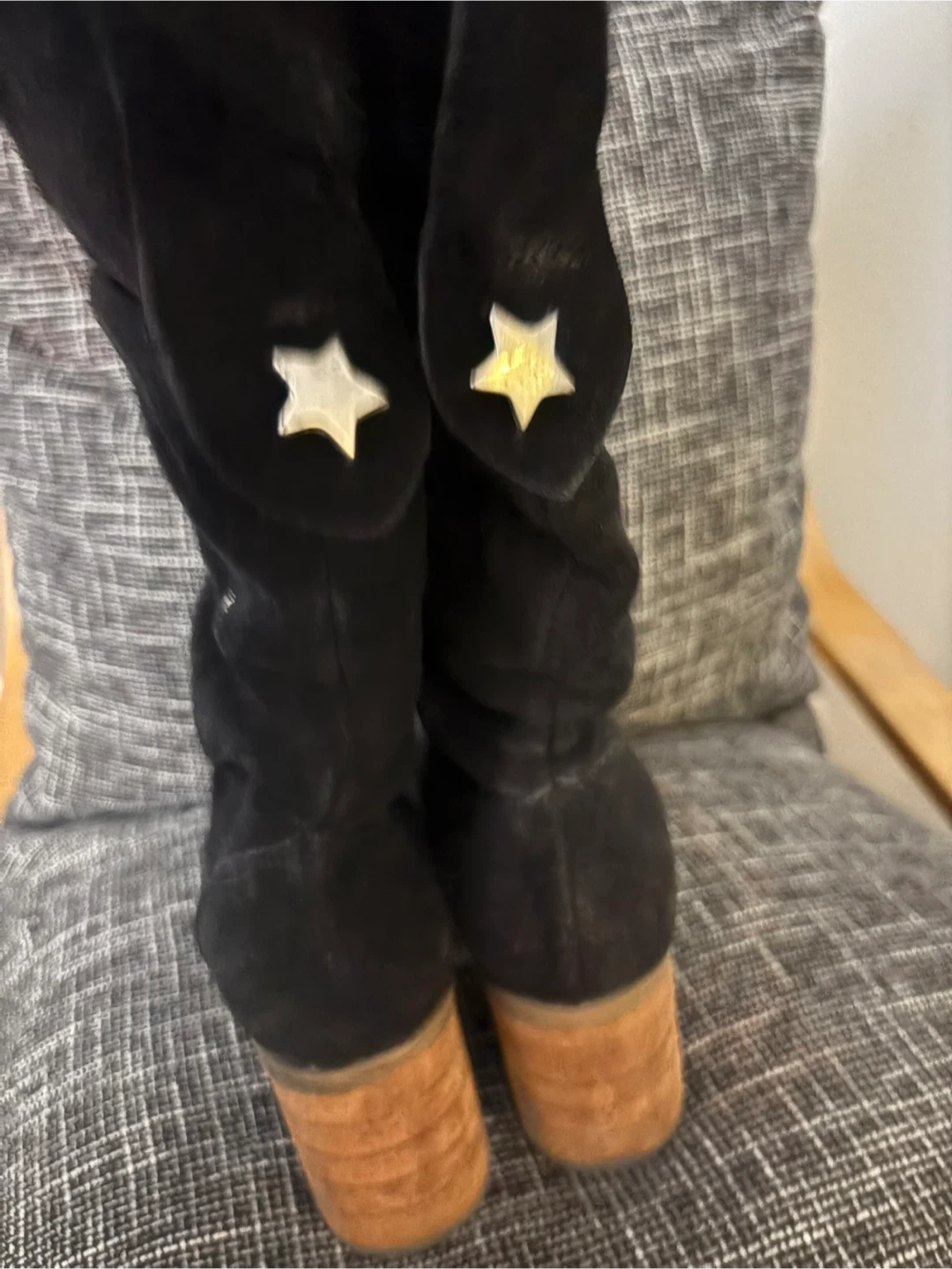 Black Suede Boots, Size 8 - photo 3