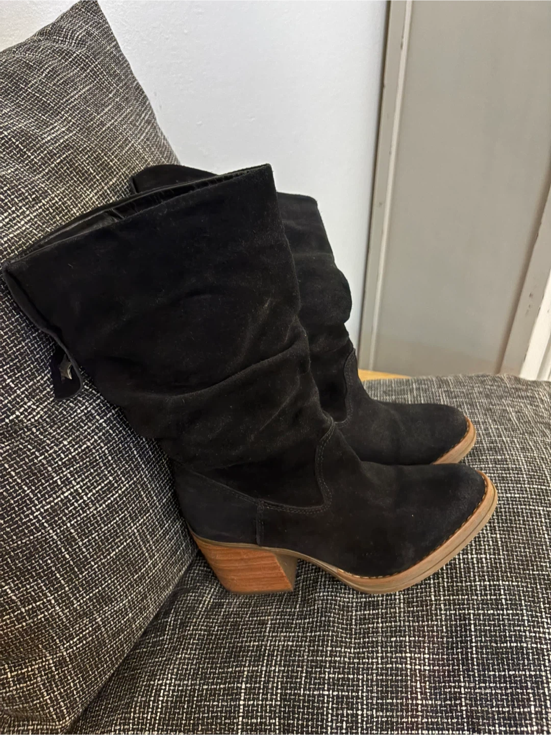 Black Suede Boots, Size 8